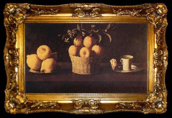 framed  Francisco de Zurbaran Still Life with Lemons,Oranges and Rose, ta009-2